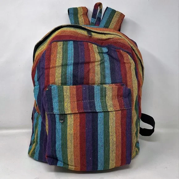 Organic Fabric Rainbow Backpack - Lightweight & Unisex - Picture 1 of 3